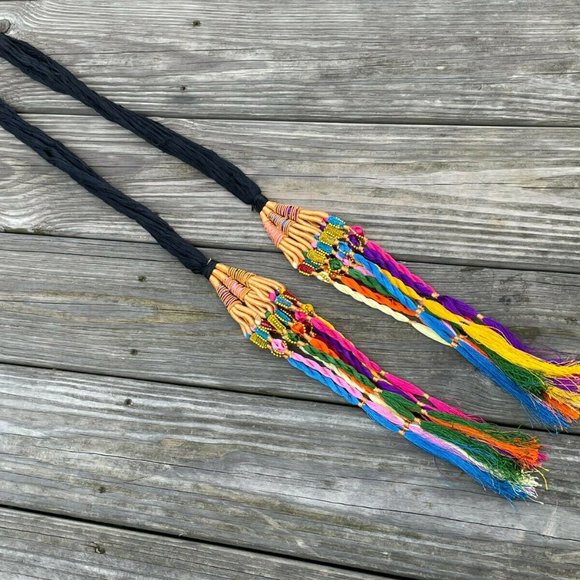Paranda Hair Accessory Black with Multi color Traditional Hair Paranda Lot of 2 main image 4